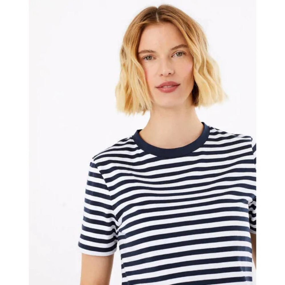 Everlane Navy Blue Striped Cotton Crew Neck Tshirt size S